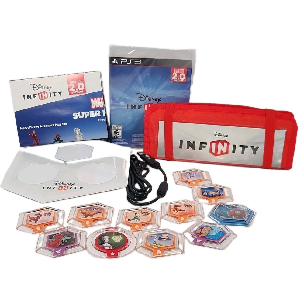 Disney Infinity PS3 2.0 Starter Pack Base Lot 11 Power Discs 1.0 2.0 3.0 Case